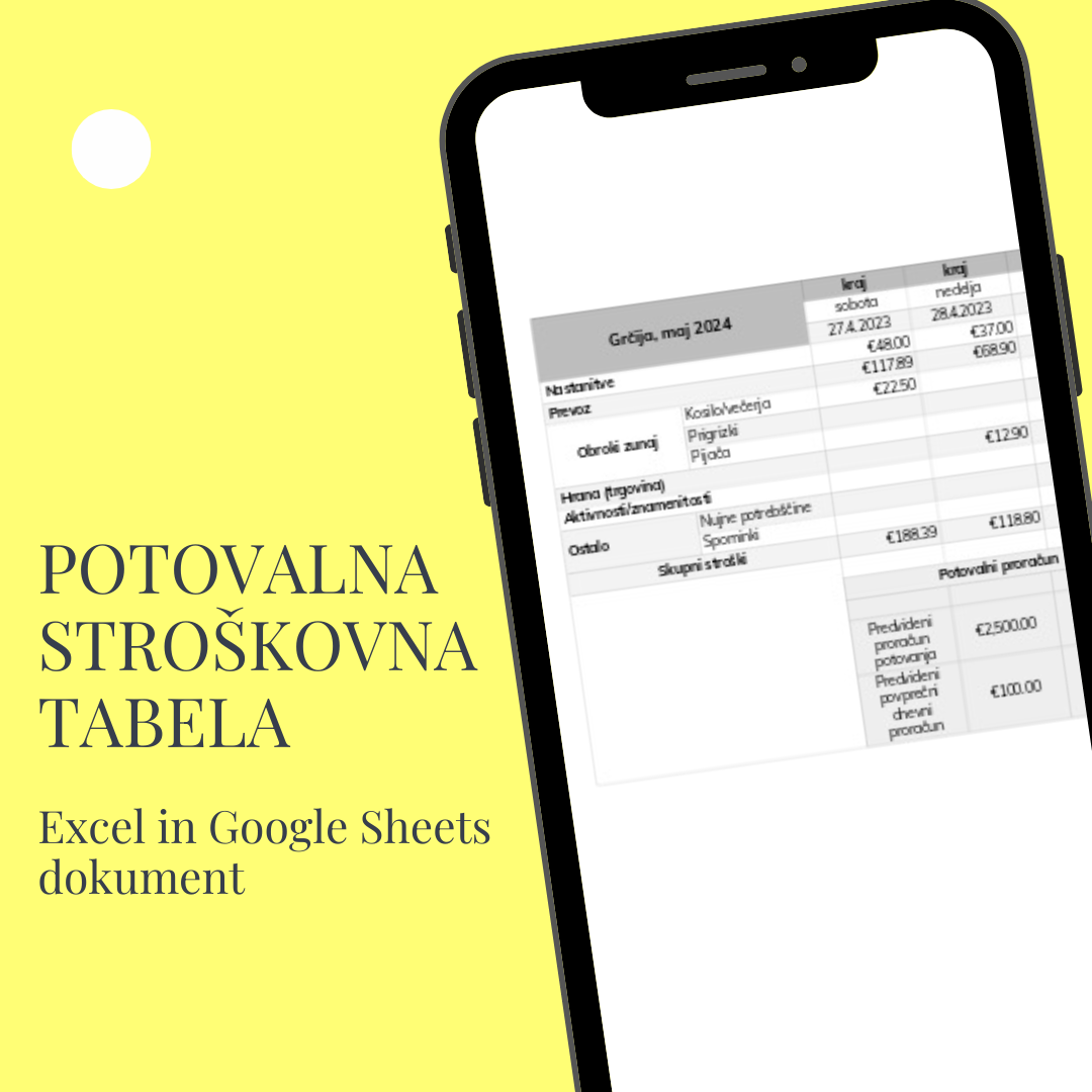 Potovalna stroškovna tabela